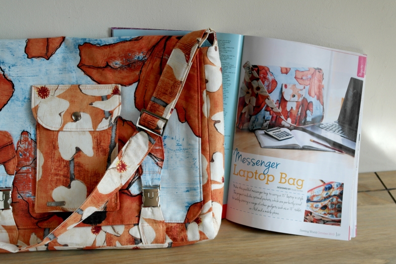 Messenger laptop bag sewing project in Sewing World magazine