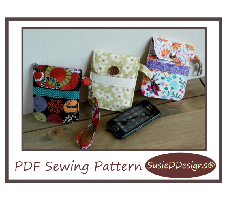 Mobile Phone Pouch PDF Sewing Pattern by Susan Dunlop of SusieDDesigns